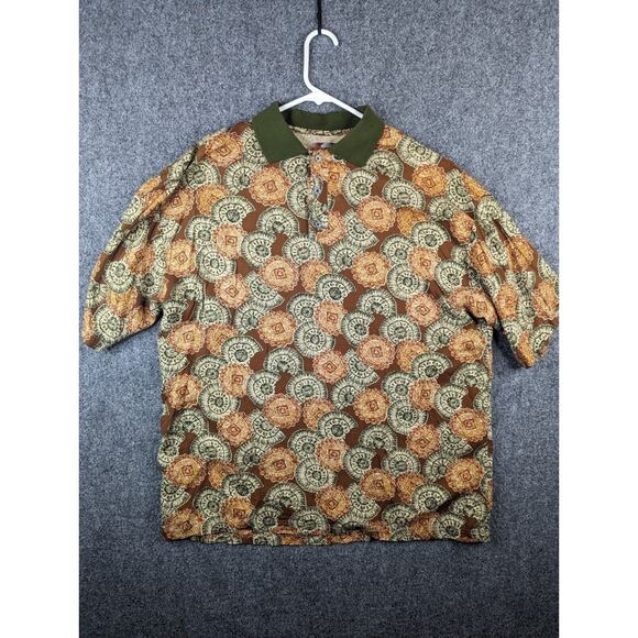 Green Gold Shells Vintage Chiamare Mens Unique Short Sleeve Shirt Shells Size L - Picture 1 of 10